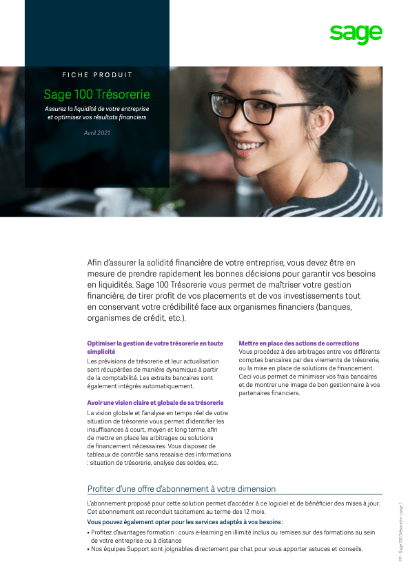 Fiche produit Sage 100 Trésorerie