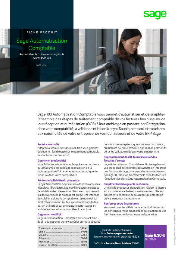 Fiche Sage Automatisation Comptable