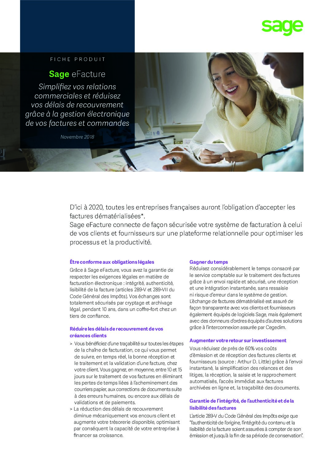 Fiche produit Sage efacture