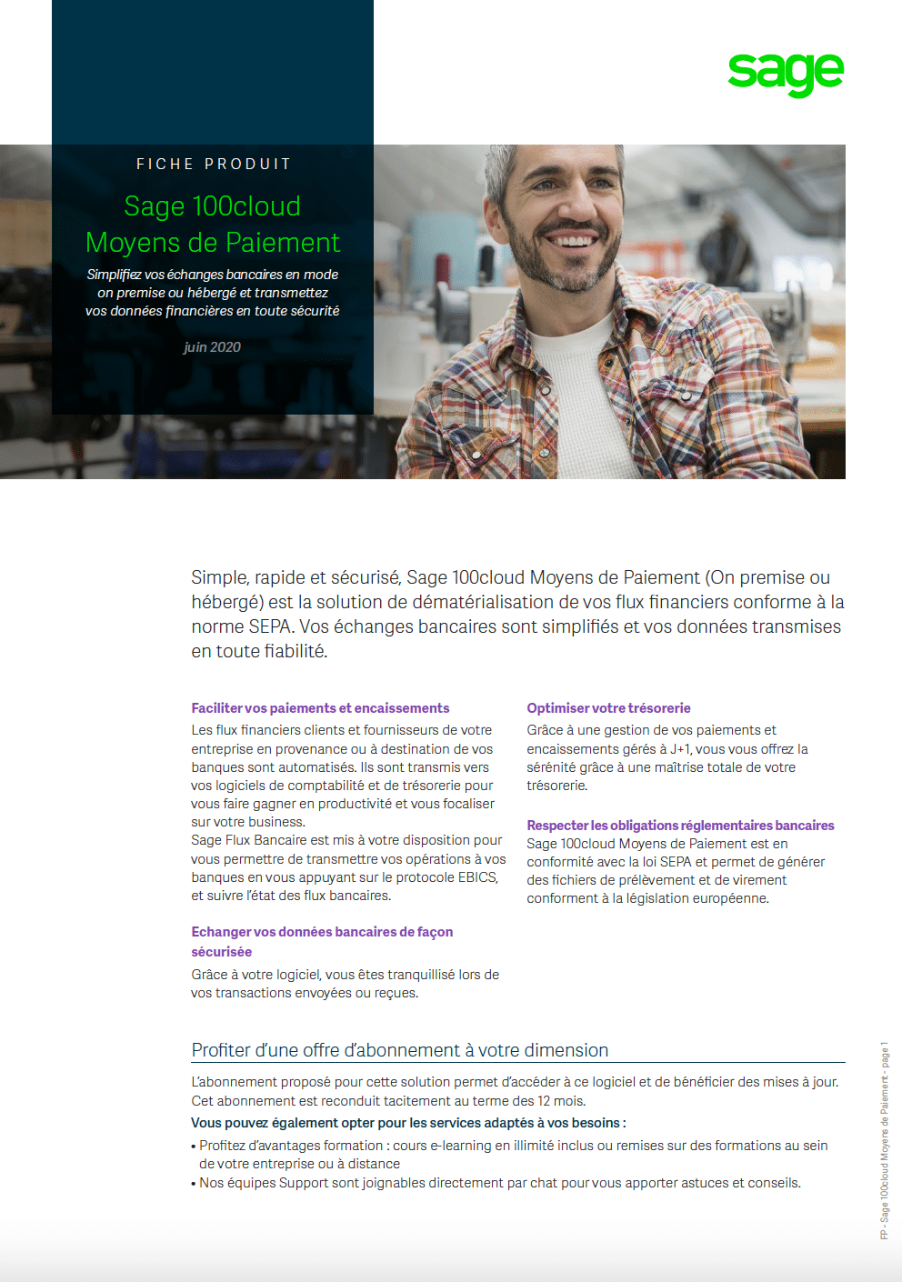 Fiche produit Sage 100 Moyens de paiement